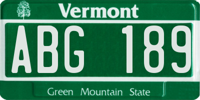 VT license plate ABG189