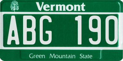 VT license plate ABG190