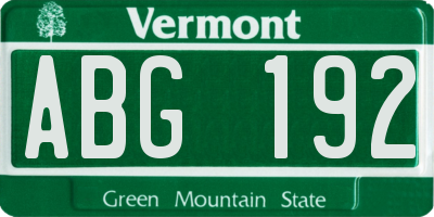 VT license plate ABG192