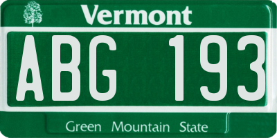 VT license plate ABG193