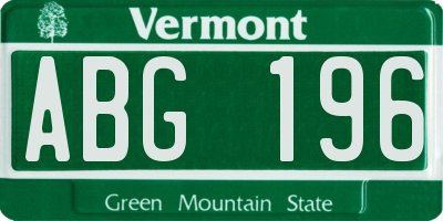 VT license plate ABG196