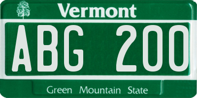 VT license plate ABG200