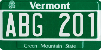 VT license plate ABG201