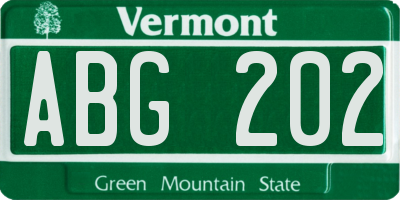 VT license plate ABG202