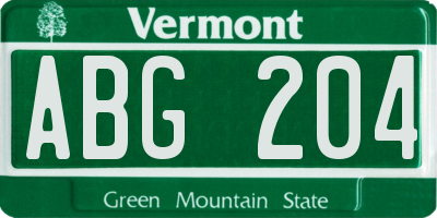 VT license plate ABG204