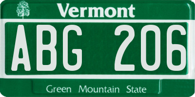 VT license plate ABG206