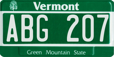 VT license plate ABG207