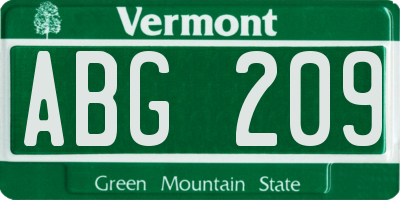 VT license plate ABG209