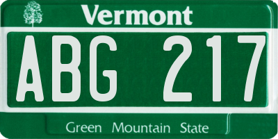 VT license plate ABG217