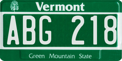 VT license plate ABG218