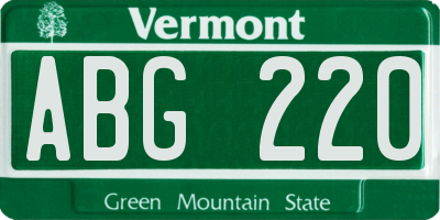 VT license plate ABG220