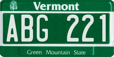 VT license plate ABG221