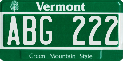 VT license plate ABG222