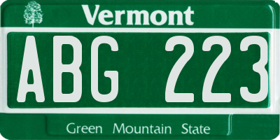 VT license plate ABG223