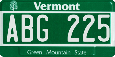 VT license plate ABG225