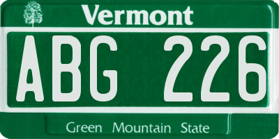 VT license plate ABG226