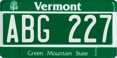 VT license plate ABG227