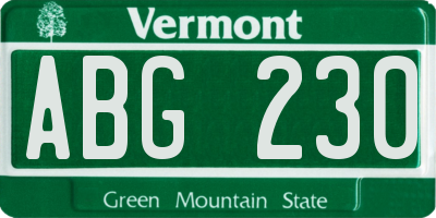 VT license plate ABG230