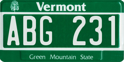 VT license plate ABG231