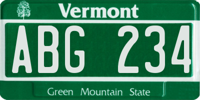 VT license plate ABG234