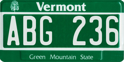 VT license plate ABG236