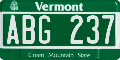 VT license plate ABG237