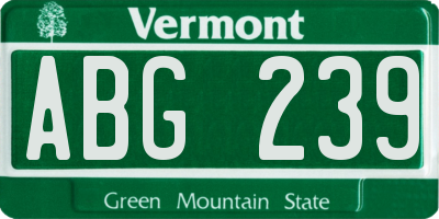 VT license plate ABG239