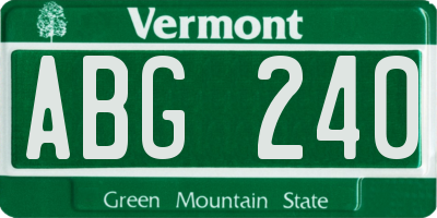 VT license plate ABG240