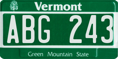 VT license plate ABG243