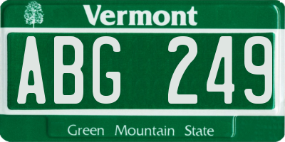 VT license plate ABG249