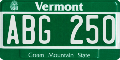 VT license plate ABG250