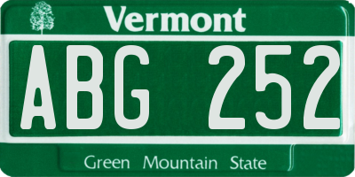 VT license plate ABG252