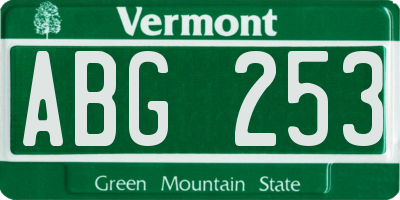 VT license plate ABG253