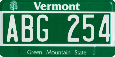 VT license plate ABG254