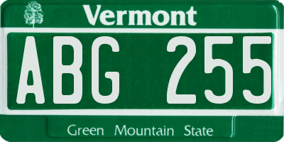 VT license plate ABG255