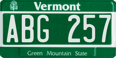 VT license plate ABG257
