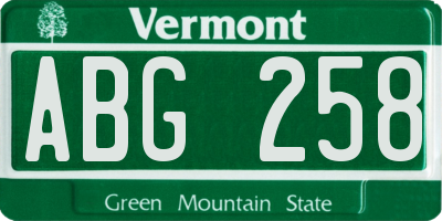 VT license plate ABG258