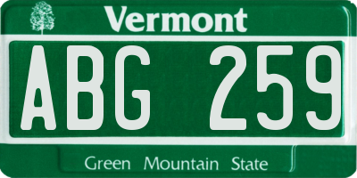 VT license plate ABG259