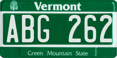 VT license plate ABG262