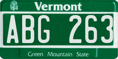 VT license plate ABG263