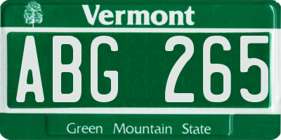 VT license plate ABG265