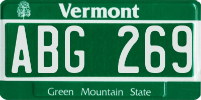 VT license plate ABG269