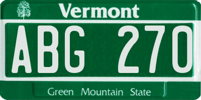 VT license plate ABG270