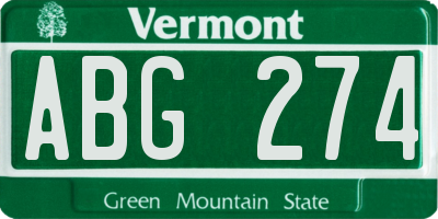 VT license plate ABG274