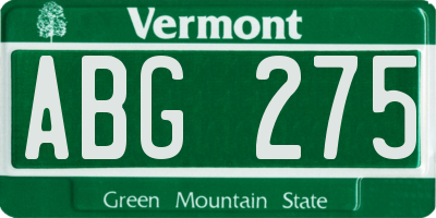 VT license plate ABG275