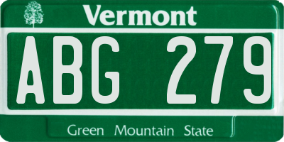 VT license plate ABG279