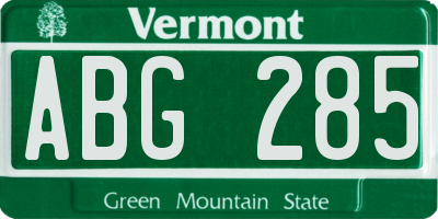 VT license plate ABG285