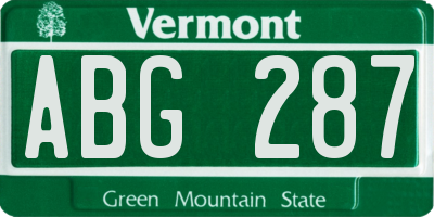 VT license plate ABG287