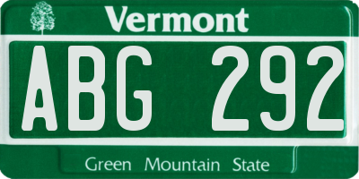 VT license plate ABG292