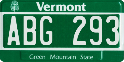VT license plate ABG293